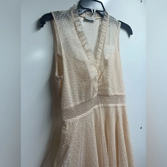 Sandro Cassy Mesh Lace A-Line Midi Dress V-Neck Womens Size 38 nwt - Picture 9 of 14